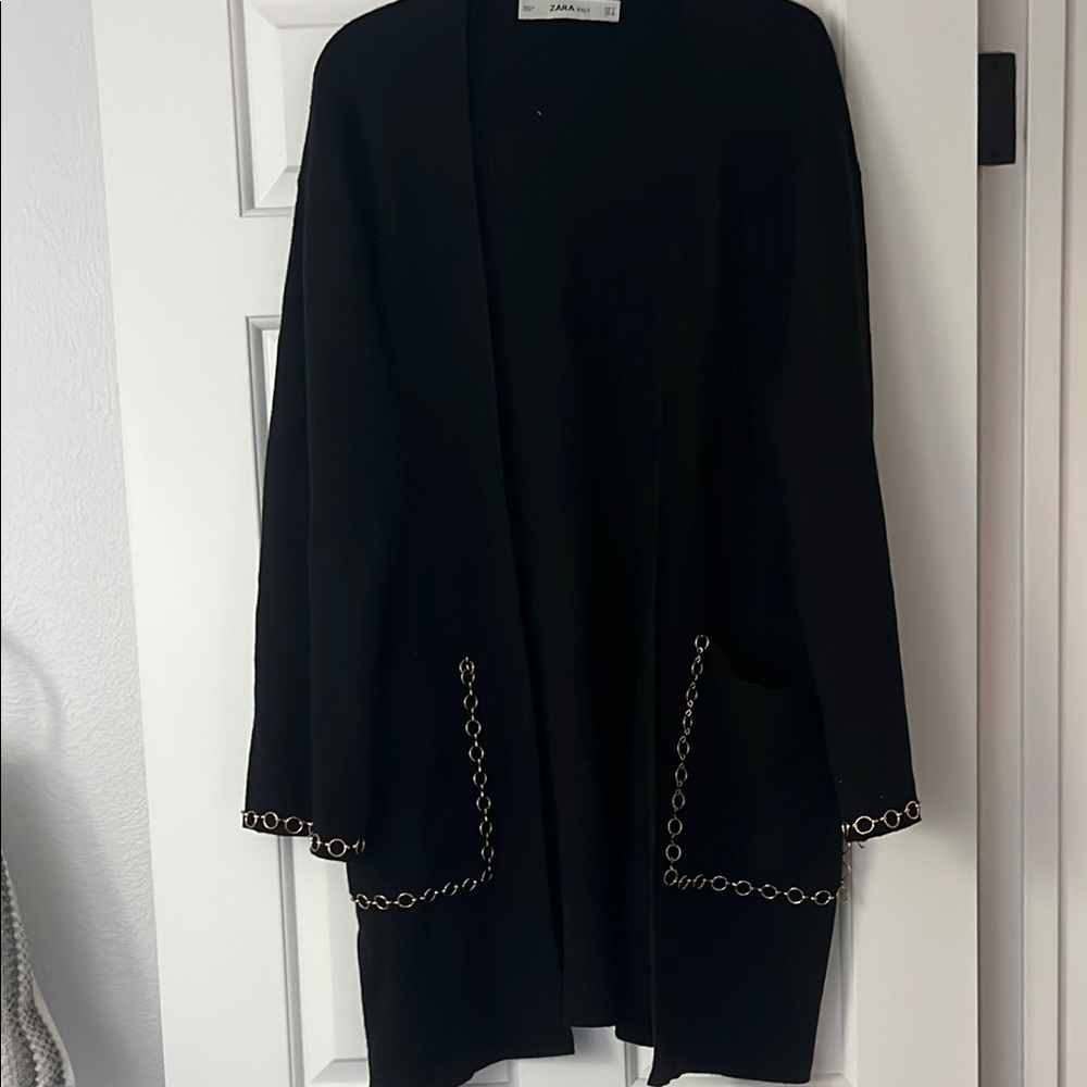 Zara Knit Cardigan with Gold Link Embellishment